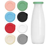 TRKETK 8 Pcs Milk Bottle Tops, Reusable Silicone Mixed Without Bottle Leakproof Glass Milks Bottles Caps Food-Grade Silicone Covers Perfect Fit for UK One Pint Milk Glass Bottles (Multicolor)