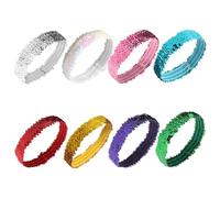 TRKETK 8 Pcs Sequin Sports Headband - Glitter Elastic Non Slip Head Band with Sparkly Bling Design - Adjustable Shiny Style Accessories for Girls Women (8 Colors)