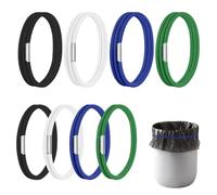 TRKETK 8 Pcs Trash Can Rubber Bands Adjustable Elastic Multifunction Trash Can Bands Set Colorful Bin Bag Holder for Home Kitchen Tables Picnic Party Indoor and Outdoor (4 Colors)