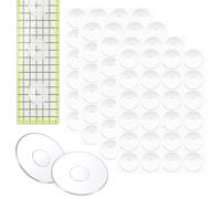 TRKETK 96 Pcs Non-Slip Silicone Grips, Transparent Silicone Slip Ruler Grip Stickers Adhesive Backing Rings Essential Sewing Accessories for Quilting Rulers and Other Crafts (19 mm)