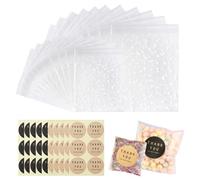 TRKETK Clear Cellophane Bags - 200 Pcs, White Polka Dot Treat Bags w/ Stickers, OPP Wax Melt Packaging for Sweets & Gifts (2 Sizes)