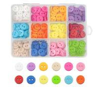 TRKETK Colourful Buttons - 240 Pcs Round Plastic Sewing Craft Buttons 15MM with 12 Colors, Storage Box (2 Holes)