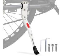 TRKIMAL Bike Kickstand, Aluminium Alloy Height Adjustable Rear Side Bicycle Kick Stand Fit for Mountain Bike and Road Bike of 24Inch-28 Inch, Come With Allen Wrench 2PCS (White)