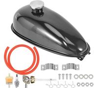 Trkimal Upgrade Metal Fuel Gas Tank with Petcock Cap for 49cc 50cc 60cc 66cc 80cc Engine Motorized Bicycle Black Bike Motor Powersports Oil Tanks (4L/1.06Gallons)