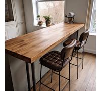 TRL Handmade Furniture Solid Oak Breakfast Bar With Chunky Black U Legs