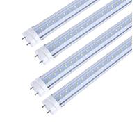 TRLIFE 4FT LED Light Bulbs, T8 LED Tube Lights 4FT 28W 6000K Cool White, 3360 Lumens Dual Row LEDs Replacement for 4FT Fluorescent Fixture, Clear Cover, Ballast Removal, Dual-end Powered(4 Pack)