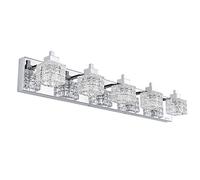 TRLIFE Modern Bathroom Vanity Light, 5-Light Crystal Glass Over Mirror, 32in Silver