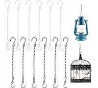 TRLREQ 12 Pack Heavy Duty Steel Hanging Chains with Adjustable S-Hooks | 25cm Black Metal Chains for Baskets, Lanterns & Bird Feeders | Weatherproof Garden & Indoor Decor