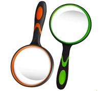 TRLREQ 2-Pack Large Magnifying Glasses | 80mm Real Glass Lens 10X Magnification for Seniors & Kids | Shatter-Resistant with Ergonomic Grip - Reading, Hobbies, Classroom & Nature Exploration