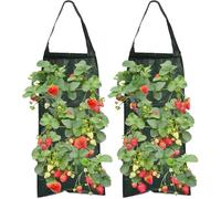 TRLREQ 2PCS Hanging Planter Bags with 8 Holes for Strawberry, Tomato, Flower Planting, Breathable Fabric (Green)