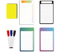 TRLREQ Pack of 4 Magnetic Notice Boards, Magnetic Fridge Boards, 4 Fridge Magnets, 3 Whiteboard Pens, 1 Eraser for Memos