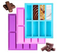 TRLREQ Silicone Granola Bar Mould - 8 Cavity Rectangle, Chocolate & Energy Cereal Bars, Protein Candy Fudge Mould