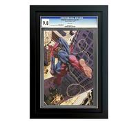trlry Single Graded Comic Book Frame for Standard CGC Graded Comic Books,Solid Wood (Black mat)