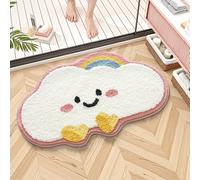 Trlyane Bath Mat, 50x80cm Cute Cloud Bath Mats Bathroom Carpet Super Absorbent Machine Washable Soft Shower Suitable for Kids Bedroom/Bathroom/Living Room/Kitchen Indoor Floor (Pink)
