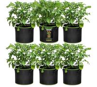 Trlyane Grow Bags, 6 Pack 3 Gallon Nonwoven Fabric Growing Bags Thickened Breathable Plant Pots Outdoor Containers with Handles for Potato Tomato Strawberry, Black