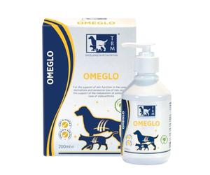 TRM Pet Omeglo (200ml) complementary dietetic feed for dogs and cats, supports skin function in the case of dermatosis, excessive hair loss, and the metabolism of joints in the case of osteoarthritis.