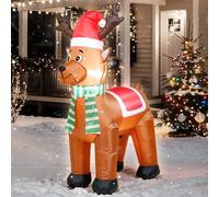 TRMESIA 4 FT Inflatable Christmas Reindeer Indoor Outdoor Decoration,LED Lights for Garden Yard Lawn Decor for Xmas Blow up Decor, with Classic Santa Hat and Blue White Scarf