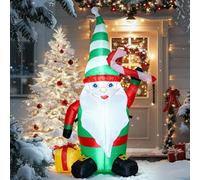 TRMESIA 4FT Inflatable Christmas Gnome Indoor Outdoor Decoration,with LED Lights Garden Yard Lawn Ornament Perfect for Xmas Blow up Decor, Christmas Themed Inflatable Decorations