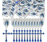 Trnayi 100 Pcs Rosary Making Kits Supplies Cross and Center Medal Charm Alloy Picture Religious Charms Crucifix Pendant for DIY Jewelry Making Prayer Bracelet Necklace Earring (Virgin Mary)