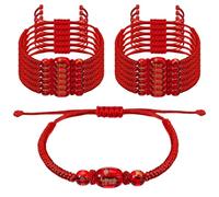 Trnayi 12 Pcs Chinese New Year Beaded Charm Bracelets Adjustable Red String Charm Bracelet, Lucky Chinese Zodiac Animal Braided Rope Corded Jewelry Gifts for Women Men, One Size, artificial jade