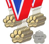 Trnayi 20/40 Pcs Paw Print Medals for Awards, Gold Medals Bulk Winner Team Participation for Trophy Award Prize Gift Tournaments Competitions(20 Pcs,Music)