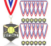 Trnayi 20 Pcs Softball Medals Bulk 2.4 Inch Metal Medal for Softball with Neck Ribbons Winner Award Prize Gift for Sports Tournaments Match Competitions Celebration and Party Favors