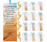Trnayi 24 Sets Footprints in The Sand Gifts Bulk Include 24 Pcs Prayer Bookmark and 24 Pcs Footprints Pin Religious Bible Verse Poem Bookmark with Organza Bags for Church Prayer Christian Party Favors