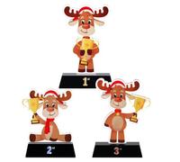 Trnayi 3 Pcs Christmas Contest Trophy Set Acrylic 1st 2nd 3rd 5.9'' Funny Trophies Gingerbread House Man Cookie Santa Snowman Decorating Kit Party Award for Xmas (Christmas Reindeer)