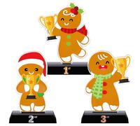 Trnayi 3 Pcs Christmas Gingerbread Man Contest Trophy 5.3 Inch Acrylic 1st 2nd 3rd Funny Trophies Gingerbread Man Decorating Kit Party Awards for Holiday Christmas Decorations