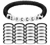 Trnayi 48 Pcs Soccer Bracelets Charm Soccer Gifts Stackable Clay Beaded Wristbands for Men Women Team Birthday Sports Party Favors Football Tournament