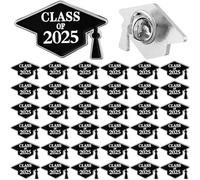 Trnayi 60 Pcs Class of 2025 Graduation Pins Bulk Souvenir Emblem Graduation Cap Lapel Pins Congrats Badges Button 2025 Grad Gifts for High College Teacher Student Guests Party Favor, One Size, Iron