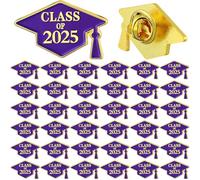 Trnayi 60 Pcs Class of 2025 Graduation Pins Bulk Souvenir Emblem Graduation Cap Lapel Pins Congrats Badges Button 2025 Grad Gifts for High College Teacher Student Guests Party Favor, One Size, Iron