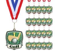 Trnayi Basketball Baseball Volleyball Softball Cheer Soccer Track 5K Football Kickball Goat Gymnastics Champion Tennis MVP Cross Country Golf T-Ball Shield Shape Medals for Adult(20 Pcs,Golf)