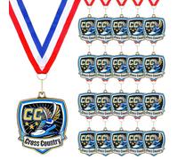 Trnayi Basketball Baseball Volleyball Softball Cheer Soccer Track 5K Football Kickball Goat Gymnastics Champion Tennis MVP Cross Country Golf T-Ball Shield Shape Medals for Adult(20,Cross Country)