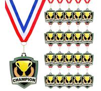 Trnayi Basketball Baseball Volleyball Softball Cheer Soccer Track 5K Football Kickball Goat Gymnastics Champion Tennis MVP Cross Country Golf T-Ball Shield Shape Medals for Adult(20 Pcs,Champion)