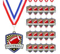 Trnayi Basketball Medals Bulk 2.4 Inch Baseball Volleyball Metal Awards with Neck Ribbons Softball Cheer Soccer Track 5K Football Shield Shape Medals Spirit Medallions for Adult (20 Pcs,Football)