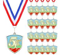Trnayi Basketball Medals Bulk 2.4 Inch Baseball Volleyball Metal Awards with Neck Ribbons Softball Cheer Soccer Track 5K Football Shield Shape Medals Spirit Medallions for Adult(20 Pcs,5k)