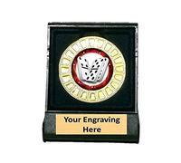 Tro Show Domino Gold insert with box trophy award,50mm insert, Free Engraving