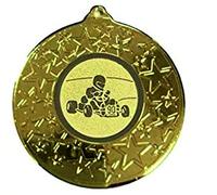 Tro Show Pack of 10 Go Kart Gold Medal,50mm with red white blue ribbon Free Engraving