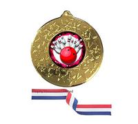 Tro Show Ten Pin Bowling Gold medal 50mm,with red white blue ribbon, Free Engraving(cl)
