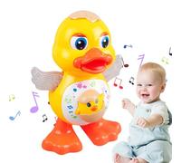 Trochate Dancing Duck, Musical Duck Toy, Battery-operated Cartoon Animal with LED Light for Early Crawling Practice Stroller Floor Exploration Playtime Home Car Seat