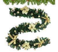 Trochate Garland Christmas Decorations,8.8ft Indoor Decor | Realistic Artificial Holiday Wreath - for Doorway Window Porch Fireplace Mantle Window Door Ceiling Dinner Party Home Stairs Railing