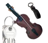 Trochate Violin Keychain - Leather Jewelry Keyring Pendant - Purse Charm for Women Music Lover Graduation Holiday Celebration Christmas Birthday Party