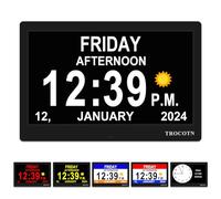 TROCOTN Dementia Clock, Daylight Saving Calendar Display，Large Display Alarm Clock, Version 3.0 (10.1" Black)