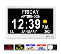 TROCOTN Dementia Clock, Daylight Saving Calendar Display，Large Display Alarm Clock, Version 3.0 (10.1" White)