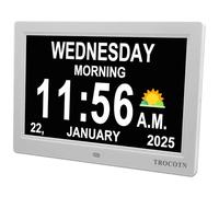 TROCOTN Dementia Clock, Digital Clock with Date and Day for Elderly Use, Large Display with Auto-Dimming for Bedroom and Living Room (10 Inches White)