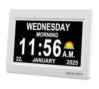 TROCOTN Dementia Clock, Digital Clock with Date and Day for Elderly Use, Large Display with Auto-Dimming for Bedroom and Living Room (7 Inches White)