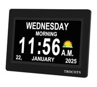 TROCOTN Dementia Clock, Digital Clock with Date and Day for Elderly Use, Large Display with Auto-Dimming for Bedroom and Living Room (7 Inches Black)