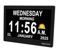TROCOTN Dementia Clocks, Digital Clock with Date and Day for Elderly, Alzheimers Day Clock Large Display Calendar Clocks (10 Inches Black)