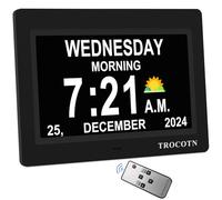 TROCOTN Dementia Digital Clock Large Display, Alarm Clock with Auto DST(Black)